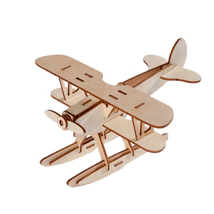 DIY Kids Vehicle Toys Plane Puzzle Wood