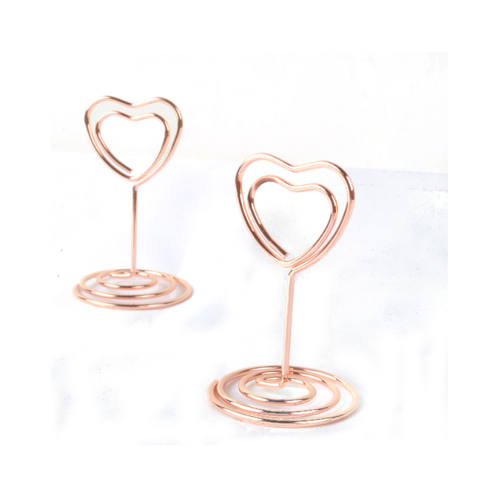Promotional Gift High Quality Rose Gold Heart Design Metal Wire Clip Memo Clip