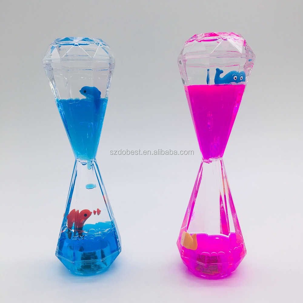 Модное светодиодный свет фиолетовый Жидкие песочные часы таймер с 3D Floater