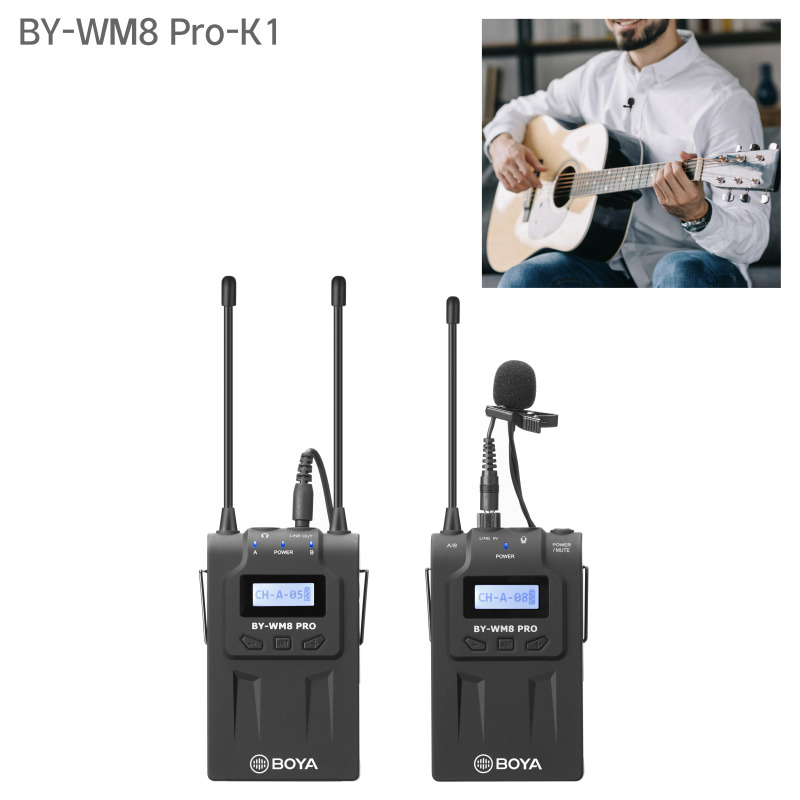 BY-WM8 Pro-K1 UHF двухканальная Беспроводная микрофонная система 48 выбираемых UHF каналов для камеры, телефона, микрофона