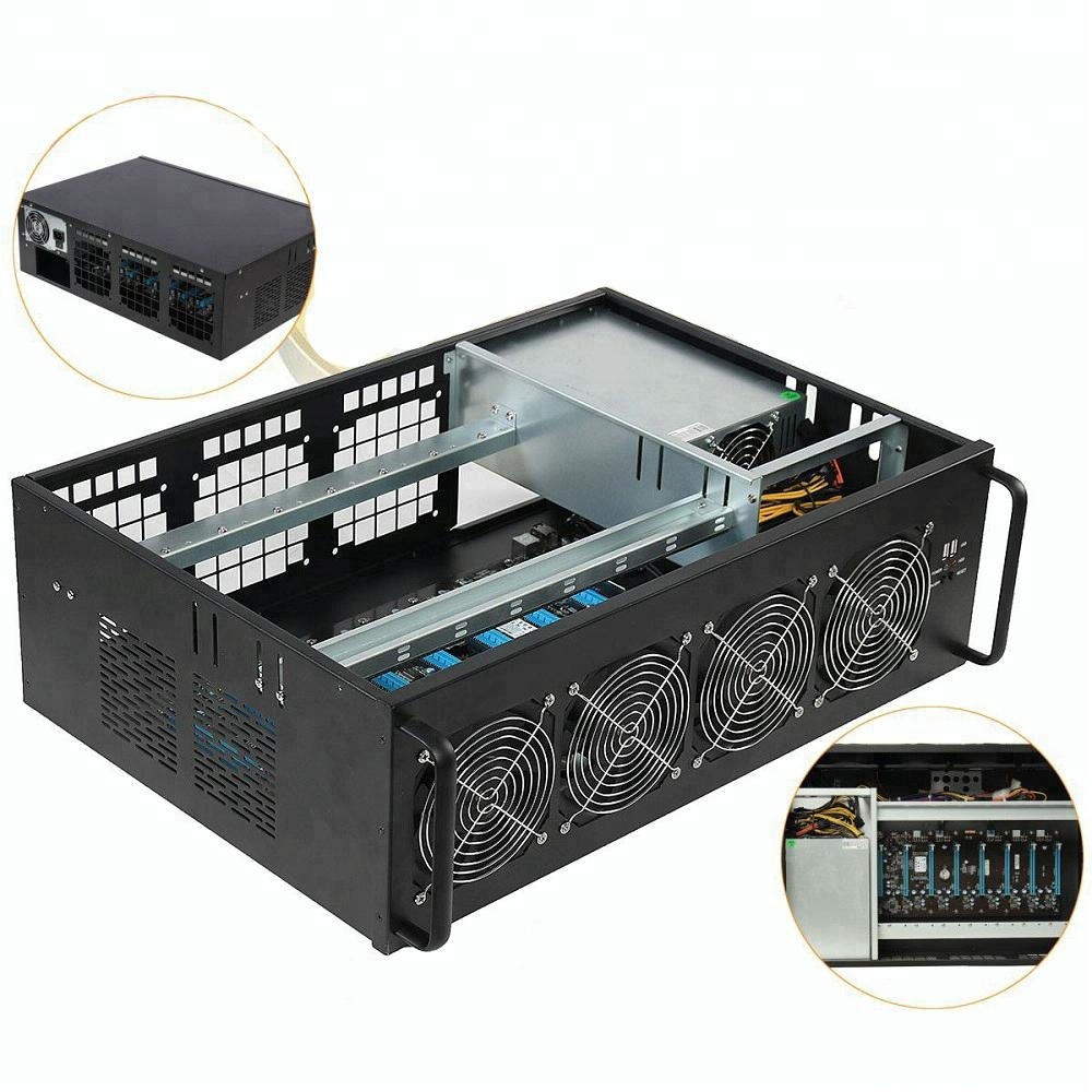 Ethereum Mining Barebone System Case Rig 4U машина с IC6S 8 GPU материнская плата PSU 1850W 3855U CPU HDD RAM