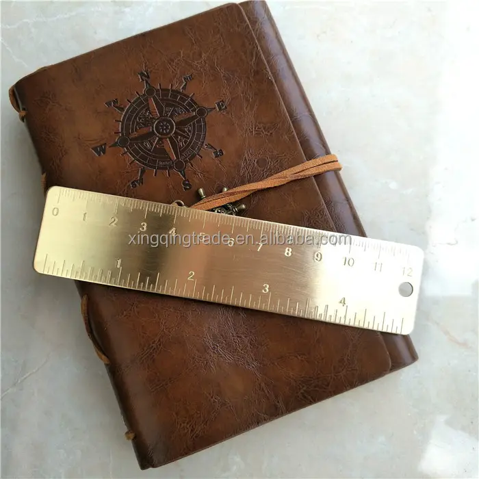 Vintage Brass Handy Straight Ruler School Copper Metal Bookmark CM Inch Dual Scales