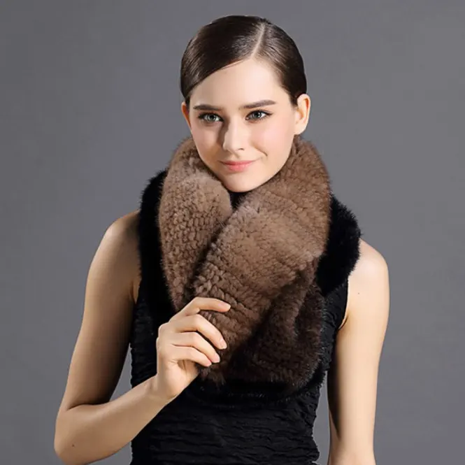 CX-B-M-68C 2022 Winter Excellent Knitted Mink Fur Scarf