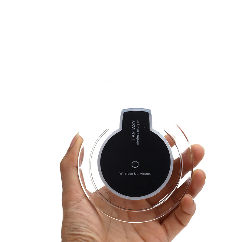 Лучшая продажа Пользовательский логотип портативное OEM быстрое Мини Qi Беспроводное зарядное устройство для мобильного телефона Кристальный беспроводной зарядный коврик
