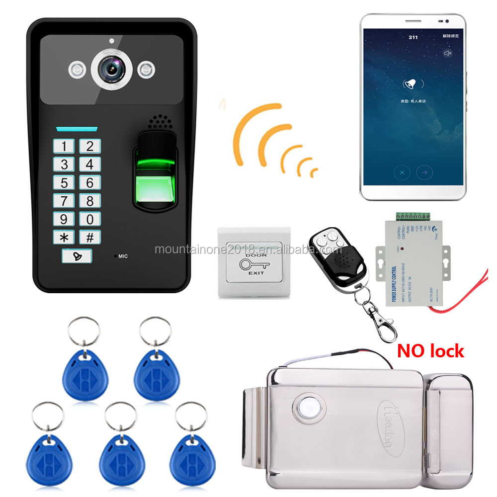 Видеодомофон HD 720P, Wi-Fi, RFID, сканер отпечатков пальцев