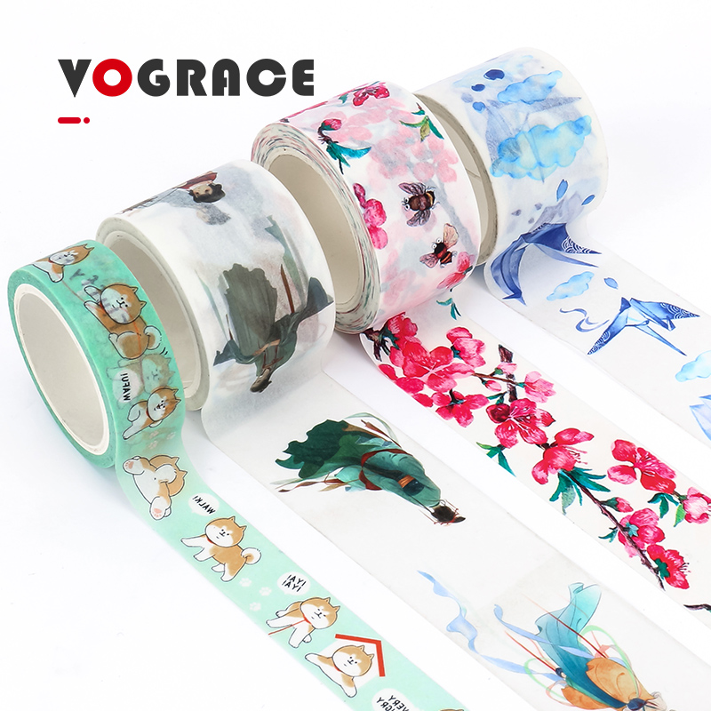 Оптовая продажа, Высококачественная цветная Маскировочная Васи-лента Vograce с индивидуальным принтом логотипа