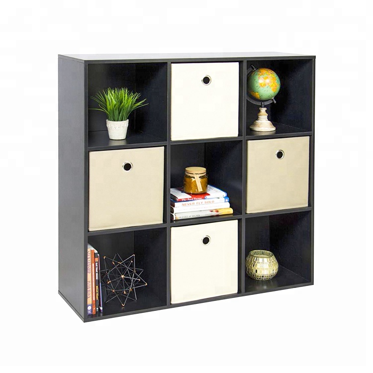 Modern office wood 9 cube storage organizer cabinet bookcase for living room