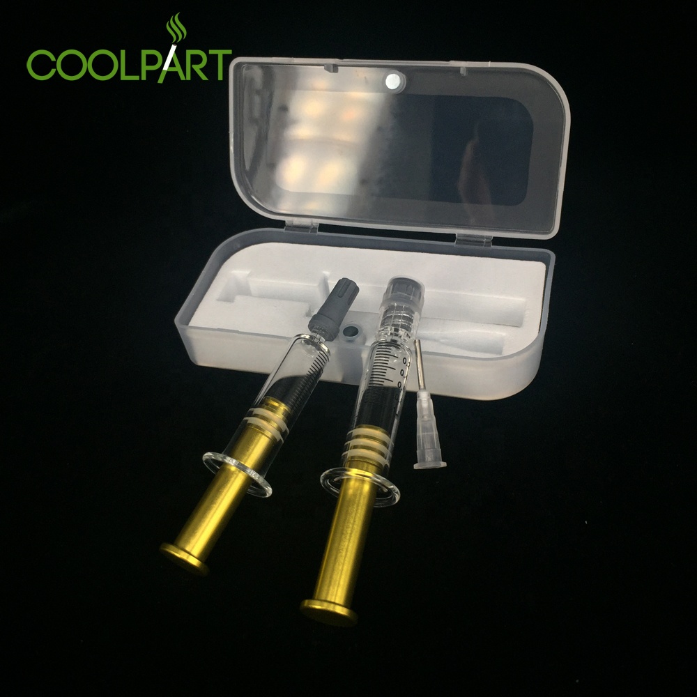 Wholesale 1Ml Cbd Oil Gold Color Metal Plunger Prefilled Glass Luer Lock Syringe With Needle