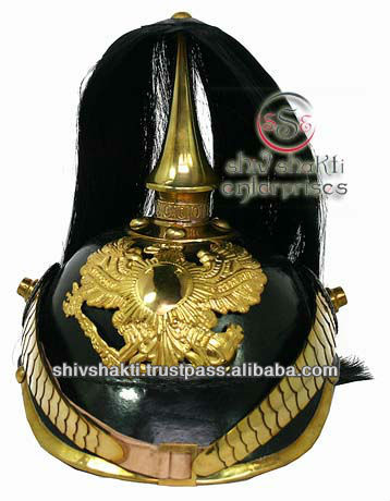 Немецкий прусский кожаный шлем Pickelhaube шлем с длинным хвостом