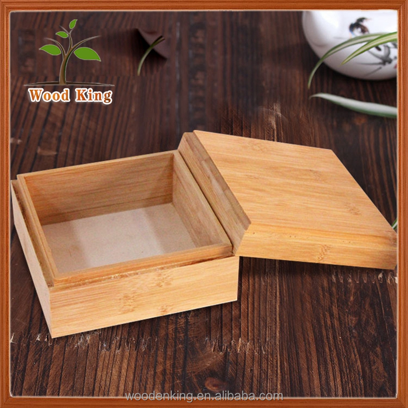 Factory Direct Sale Zakka Small Square Carving Heaven And Earth Cover Bamboo Packaging Wooden Tea Boxes Wholesale
