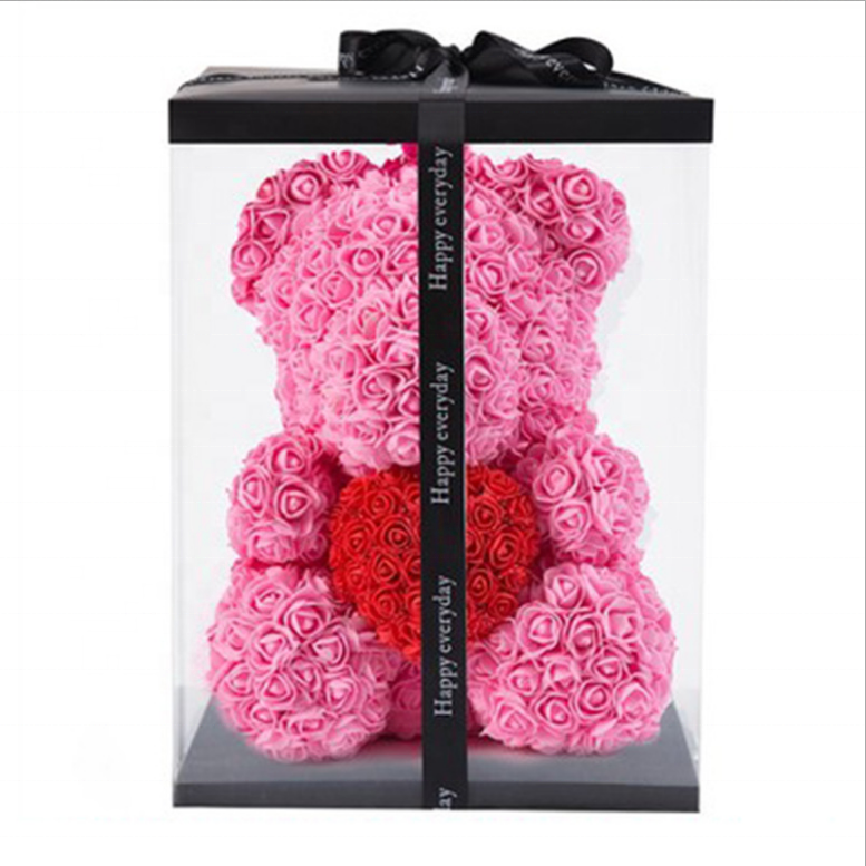 40cm rose teddy bear with heart teddy bear rose for Valentine's Day gifts bear rose dropshipping