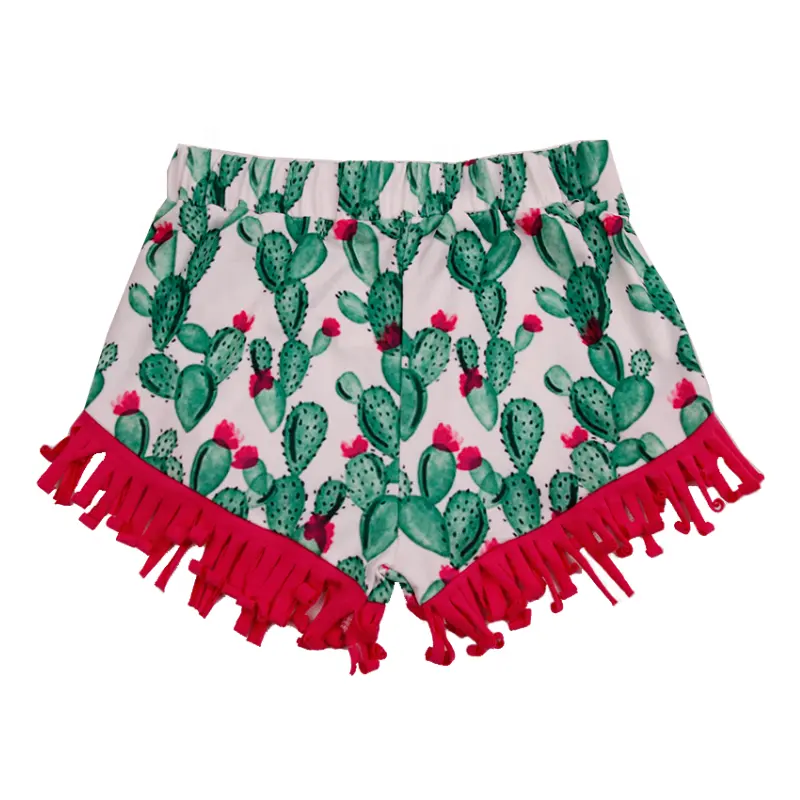 Children wear wholesale new design girls print cactus sequined frilly shorts