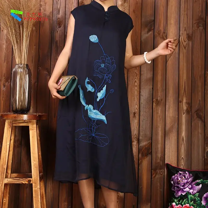 cheongsam chinese traditional qipao embroidery clothes chinese style ethnic dress chinese