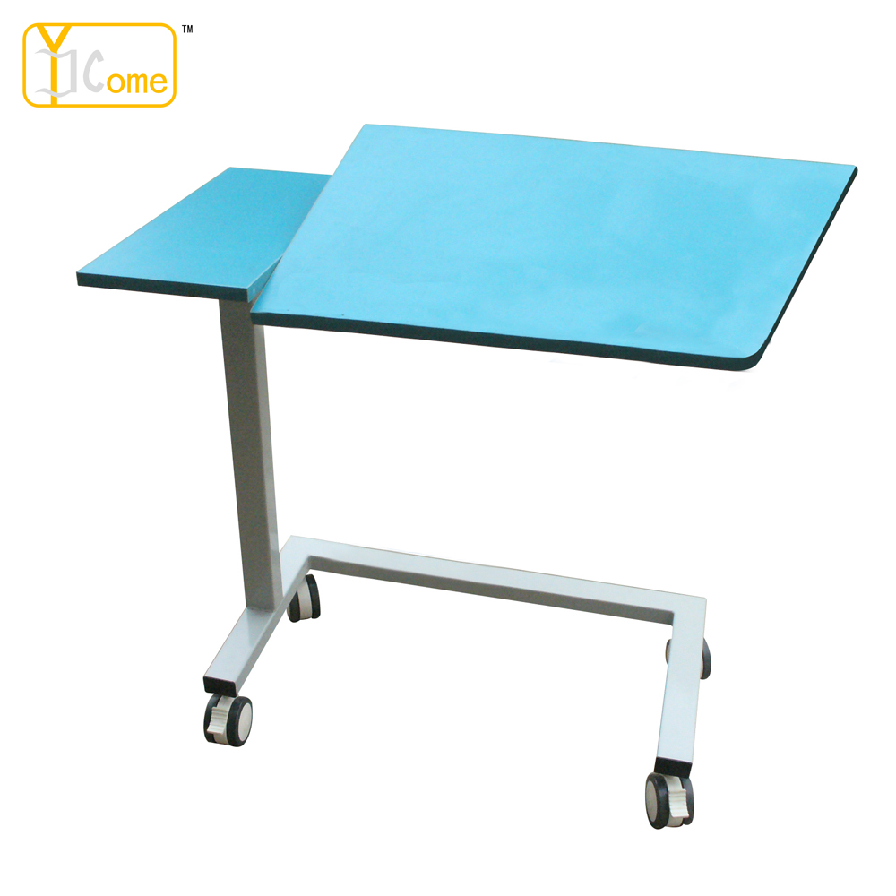 YKH012 economic hospital dining table Height Adjustable By Gas Spring Ward Room Bed Tray Hospital Overbed Table