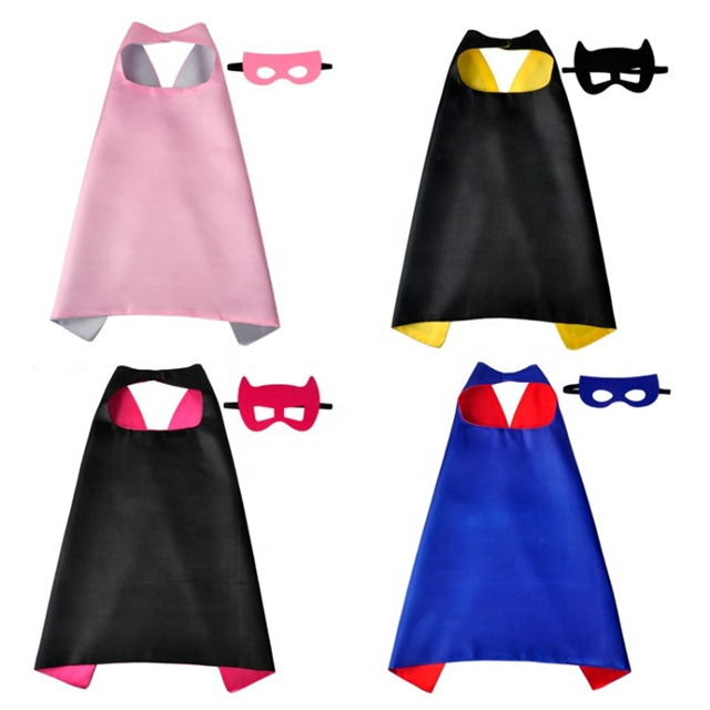 100% Polyester Satin Cape and Felt Mask Set For Halloween Party