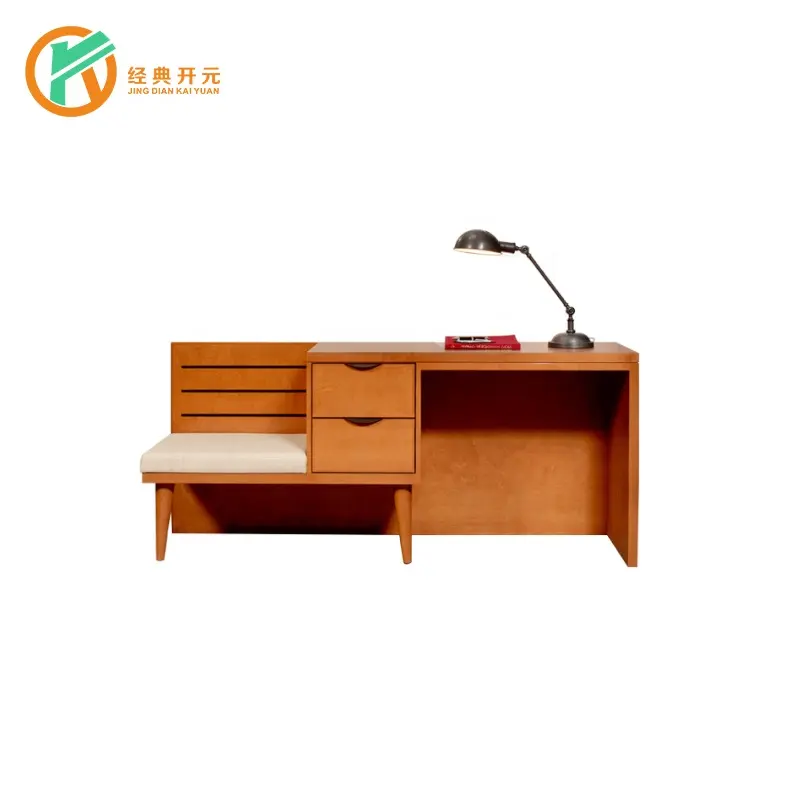 Hotel Table IDM-DE001 Wholesale Modern Wooden Hotel Desk Hotel Writing Table With Small Luggage Rack