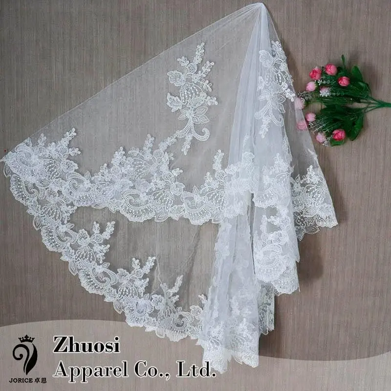 Bridal Mantilla Veil 1 Tier 59 In Lace Edge Long Cathedral Veils