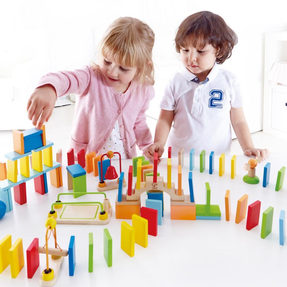 funny multi-function Wholesale Kids Build The Domino block Trail Educational Wooden Toy Learn Pretend Children Domino Game