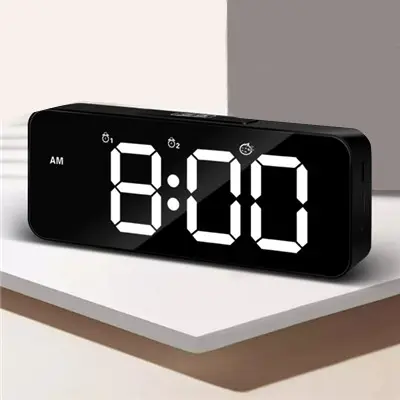 nixie tube LED Digital Display desktop & wall mounted musical & natural sound mirror alarm clock with USB ports