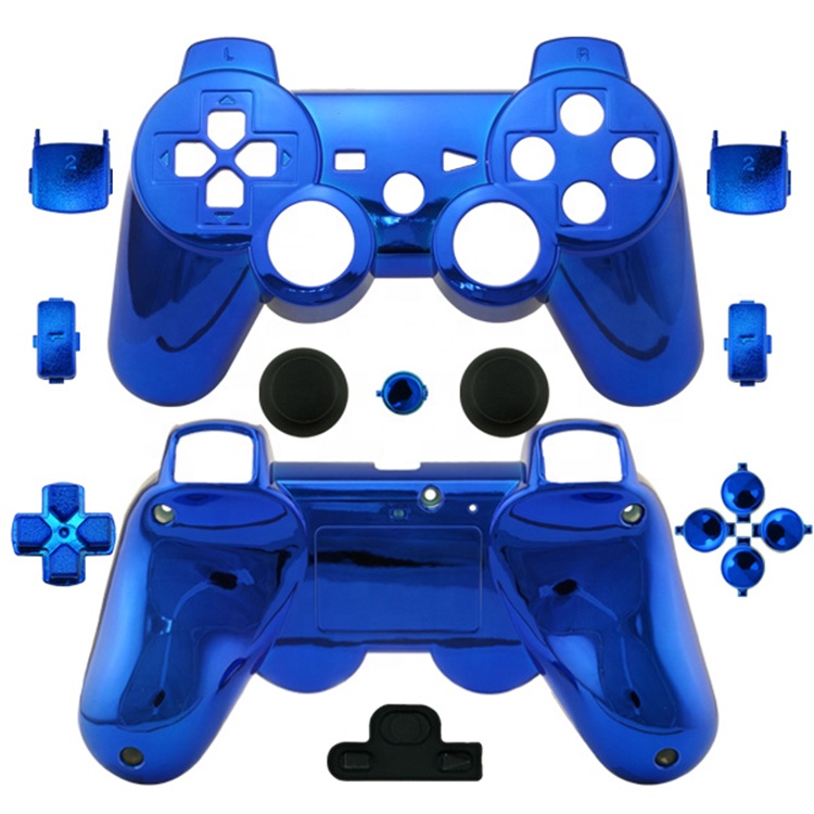 Чехол для контроллера PS3 хромированный синий сменный полированный корпус