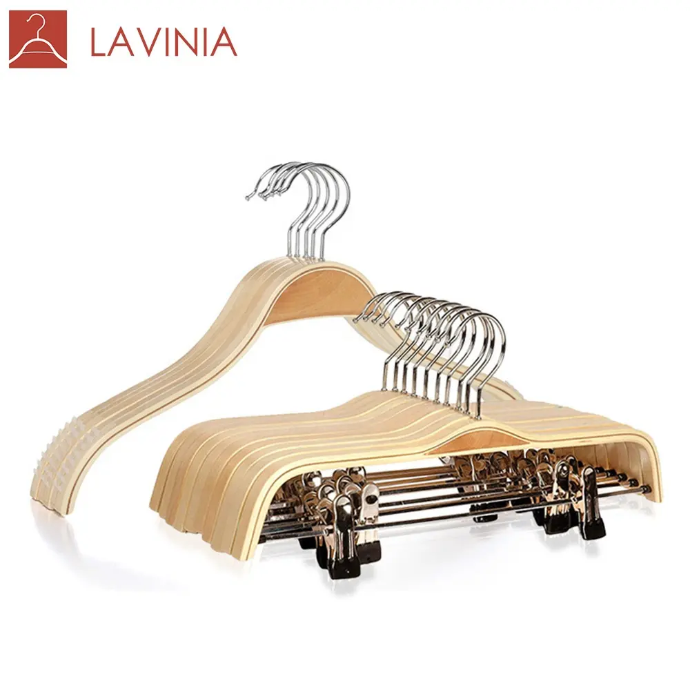 No. 1 Plywood Hanger Popular Hot Sale Clothes Wooden Casual Dresses Hanger With Clip