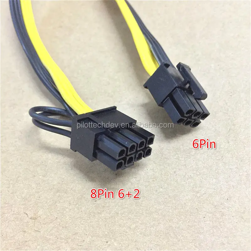 PCIE power cables 60cm UL1007 18AWG 6Pin Male to 6+2-Pin Male