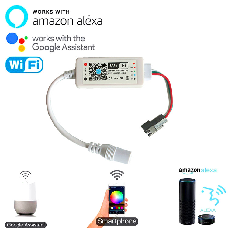Пиксельная Светодиодная лента WS2811 SK6812 WS2812B, Wi-Fi контроллер, IOS, Android APP, Amazon, Alexa, Google, мини-контроллер с SPI Wi-Fi