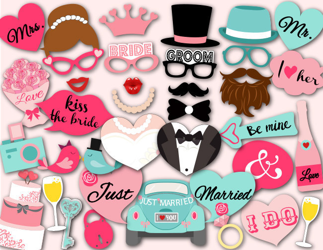 Bachelorette Christmas Holiday Wedding Birthday Party Decoration Supplies Pose Sign Kit 36Pcs Wedding Photo Booth Props