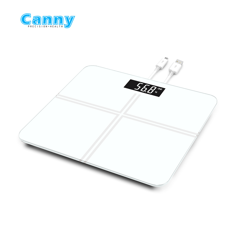 Весы для ванной Canny на платформе из закаленного стекла с зарядкой от USB и литиевым аккумулятором