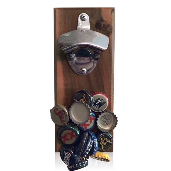 Barware Magnetic Top Catcher Wood Beer Bottle Opener