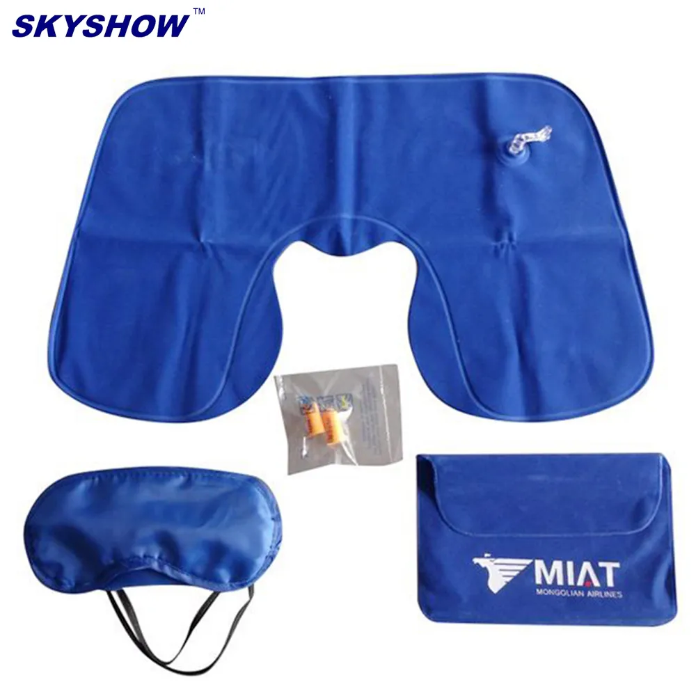 High Quality Car Neck Rest Travel Sleeping Kits with Pillow Hearing Protection Eye Mask Earplugs