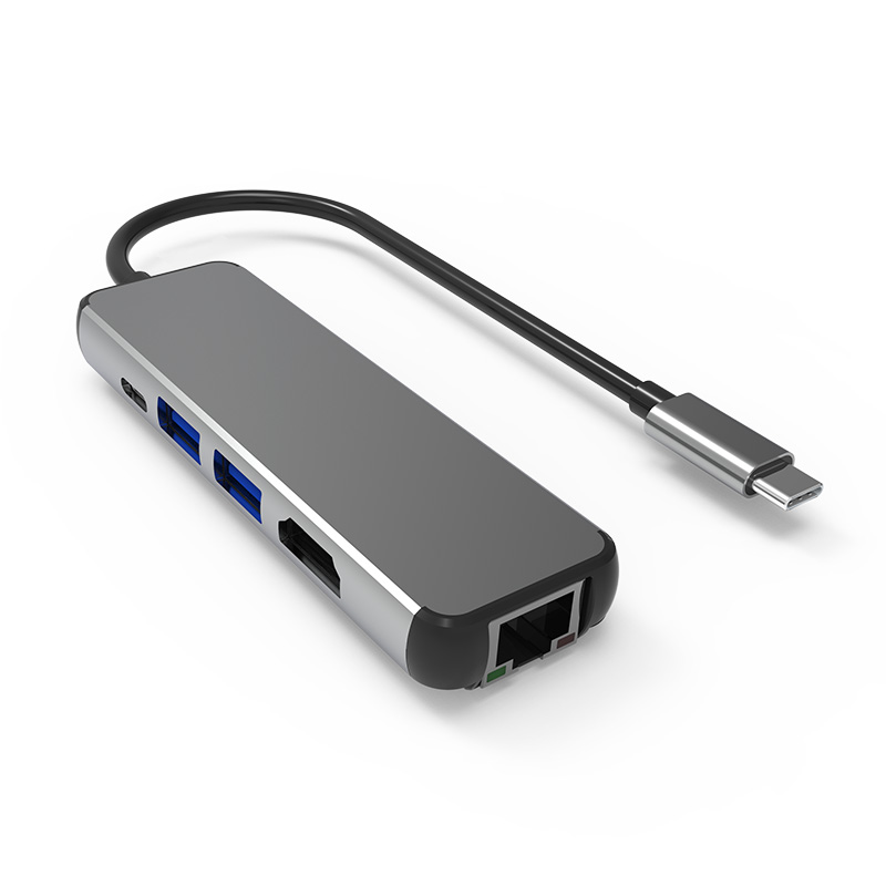 USB 3,1 Type-C USB Hub 4K HDM RJ45 гигабитный сетевой порт алюминиевый 5 в 1 взаимный обмен данными между компьютером и периферийными устройствами C Адаптер Hub с PD зарядный порт