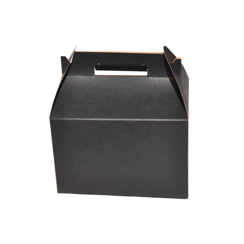 Оптовая продажа на заказ, черный крафт-бумага, картон, дом, gable top cup, торт, подарочные коробки с ручкой
