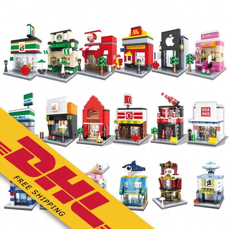 Мини улица магазины Building Block DIY модель пластик архитектура город серии mcdonald's небольшой магазин Развивающие игрушки для детей