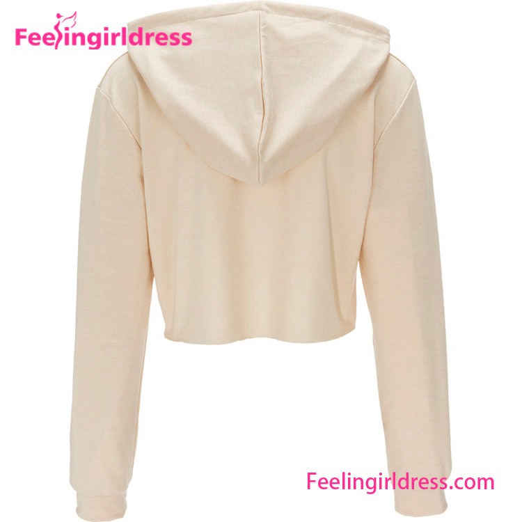 Amazon Best Selling 2 Color Fashion Long Sleeve Crop Top Hoodies Women