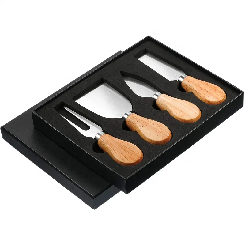 Set of 4 pcs Cheese Knives with Wood Handle Steel Stainless Cheese Slicer Cheese Cutter