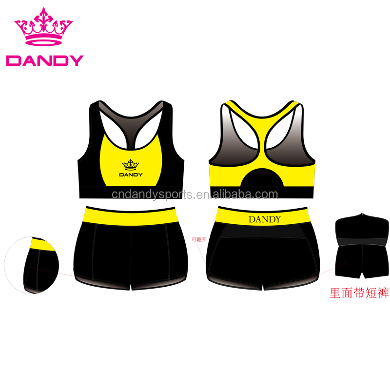 new design performance dance lycra custom cheerleading sports bra bodysuits outfits