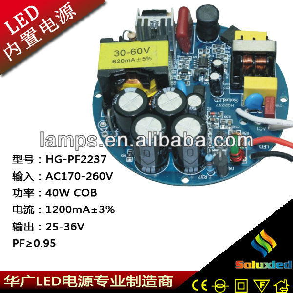 Soluxled hg-pf2237 высокая пф 2 лет гарантии мобильных питания фарфор оптовая постоянного тока 40w початка привело