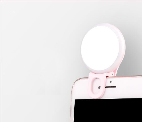 Кольцевой мини-светильник с зажимом для селфи и USB-кабелем для зарядки смартфонов, планшетов, ноутбуков