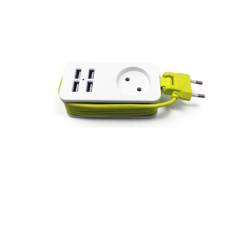 Сетевой фильтр с европейской вилкой и 4 USB-портами, 1 розетка, европейская розетка, европейская сетевая лента с USB-выходом