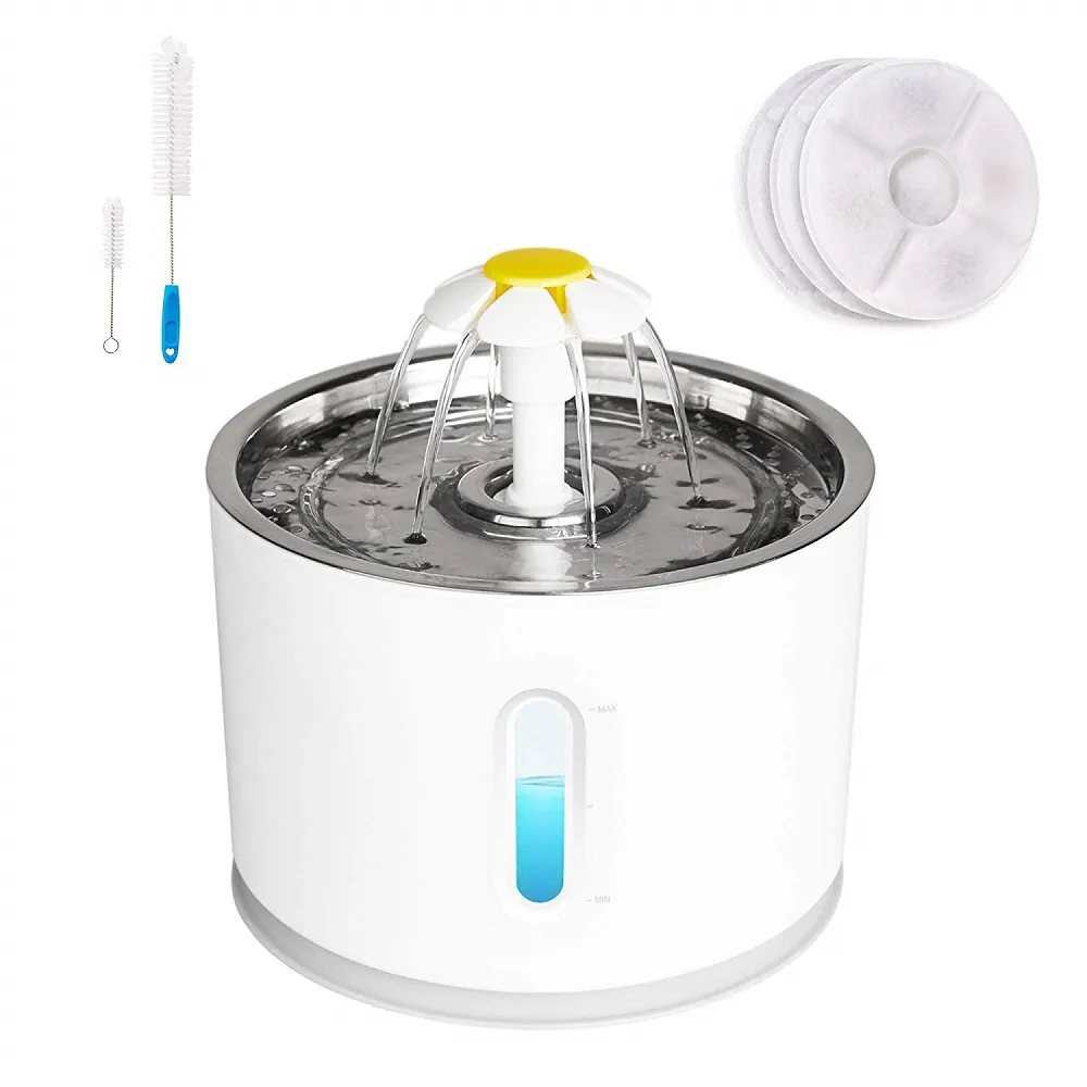 Small Dog Fountain Water Bowl Intelligent LED Power Off 80oz/2.4L Water Fountain Dog Water Dispenser