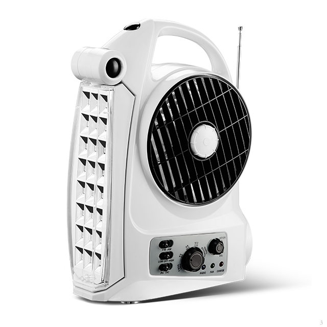 5" emergency solar fan 12v camping fan with radio light