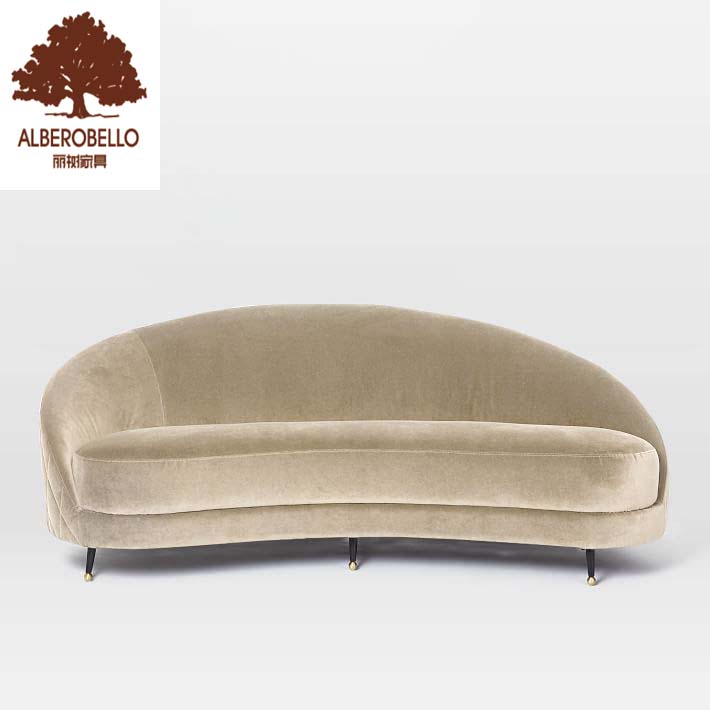 Современный деревянный дизайн диван с тканевой 3 seater из цельной древесины дуба деревянный изогнутый вид в разрезе круглой формы диван с тканевой обивкой