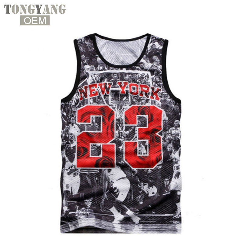 Майка TONGYANG NEW YORK Jordan 23 Мужская, приталенная сетчатая жилетка с 3d рисунком, рубашка без рукавов, одежда для бодибилдинга, лето 2018