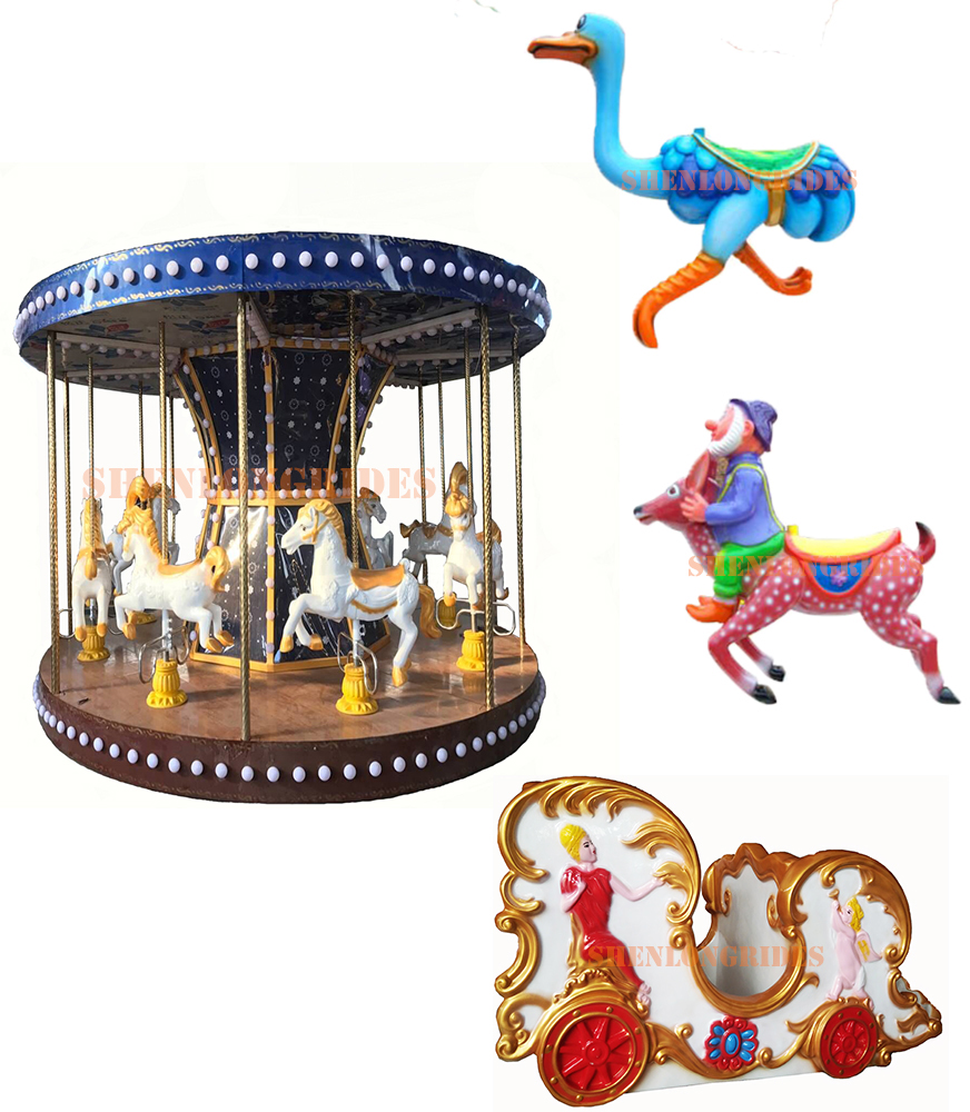 Commercial entertainment equipment fiberglass merry go around kids electric merry go round carousel