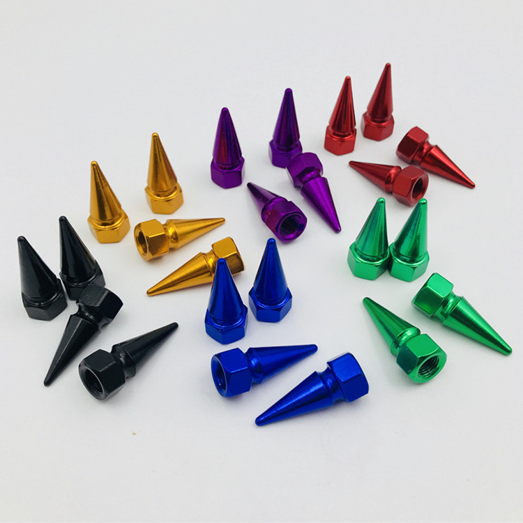 Aluminum Spike Cone Tire Rim Valve Wheel Air Port Dust Cover Stem Caps