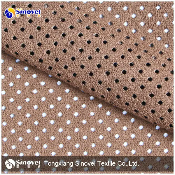 Wholesale polyester perforated suede fabric/punched suede