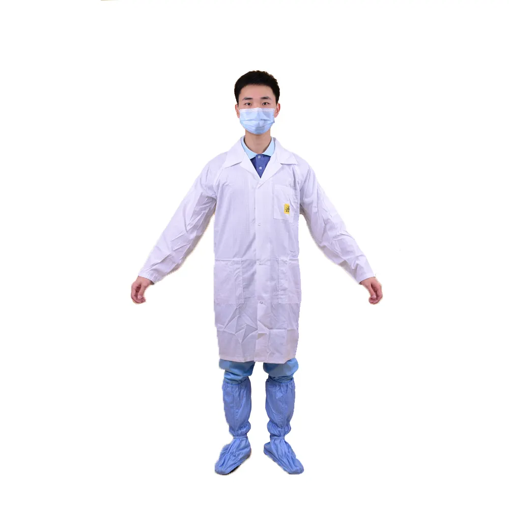 ESD Дымчатая хлопковая полиэфирная Антистатическая одежда, лабораторное пальто