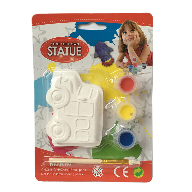 CU2562-3 Car shape kids DIY ceramic paint set , painting education bisque car