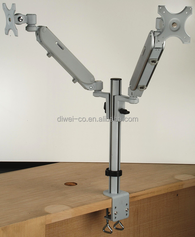 Dual Adjustable Tilting Desk Mount Bracket with GAS spring for LCD (C-clamp)